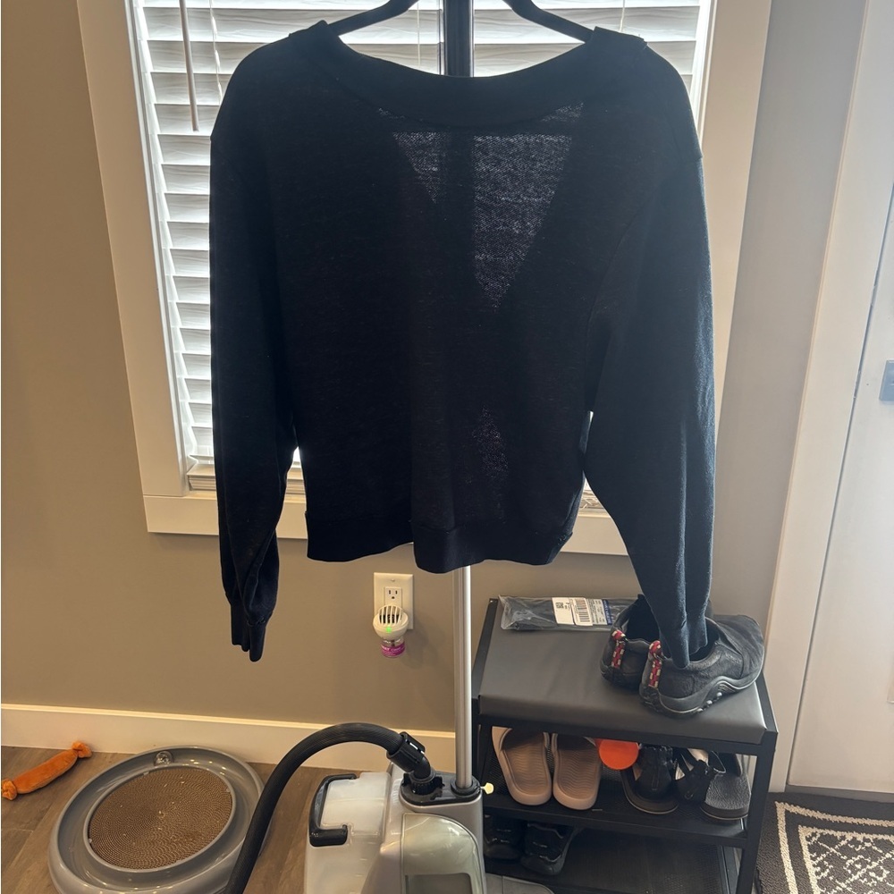 Pilcro Black Off-the-Shoulder Cross-Back Sweater - Picture 2 of 7